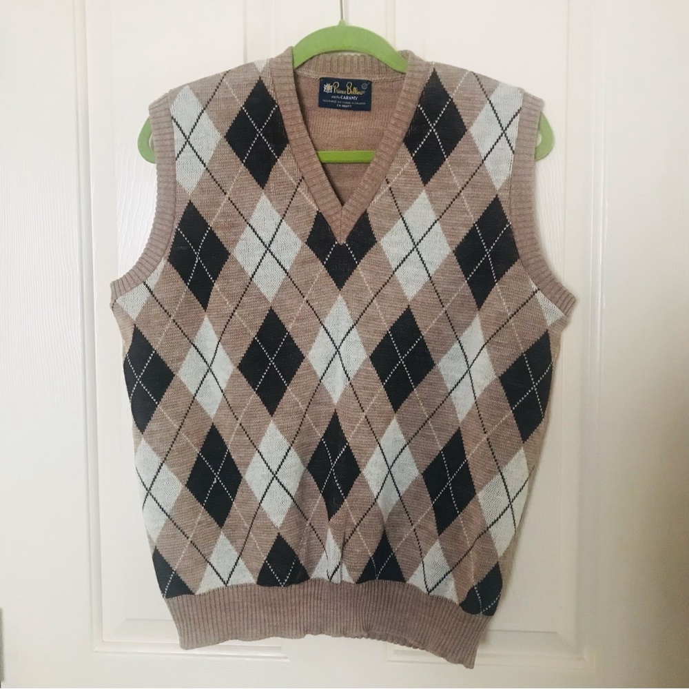 Prince Bellini Argyle Sweater Vest Wool Blend Size XL
